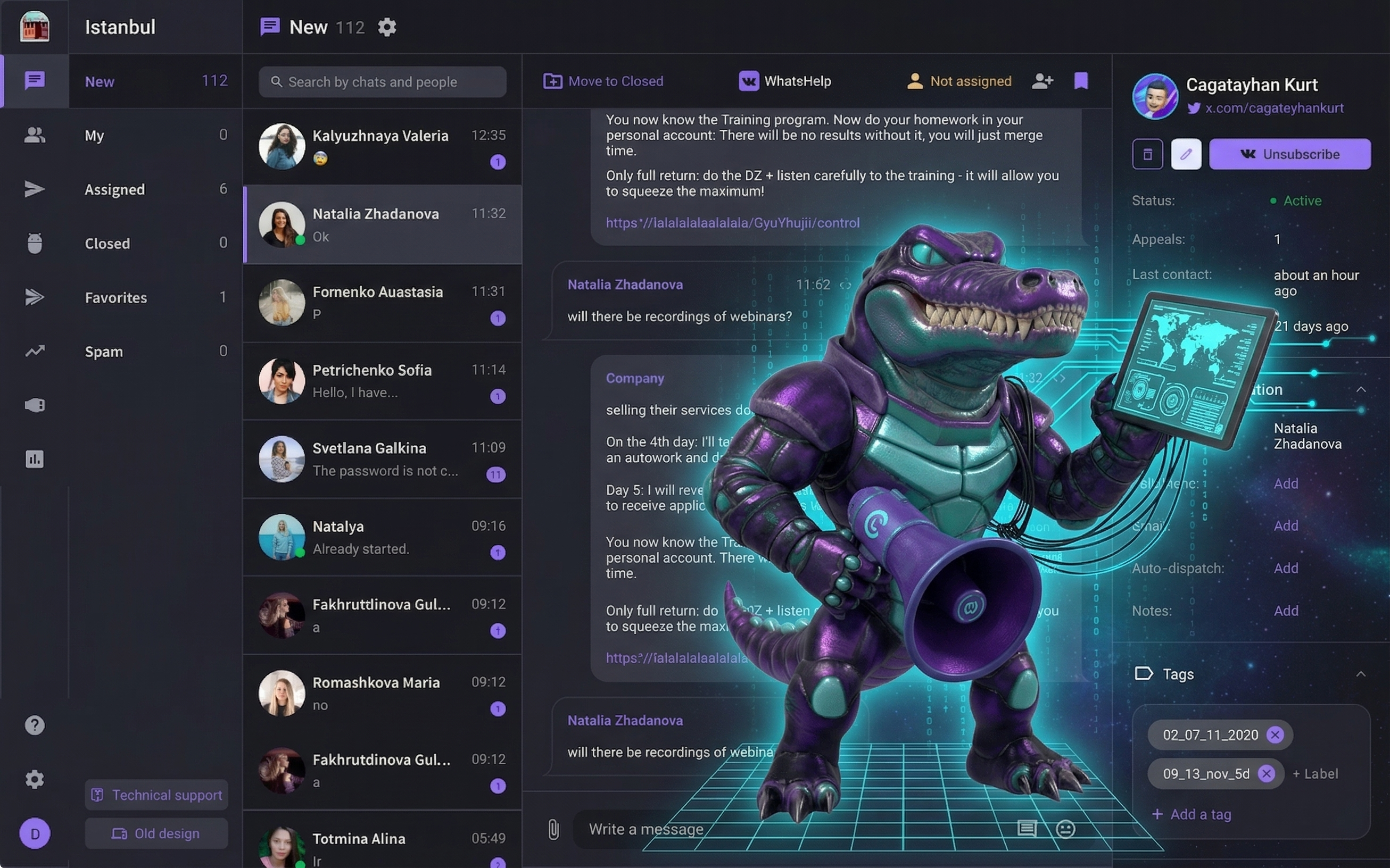 DeliChat live dashboard — real-time visitor tracking and conversation management