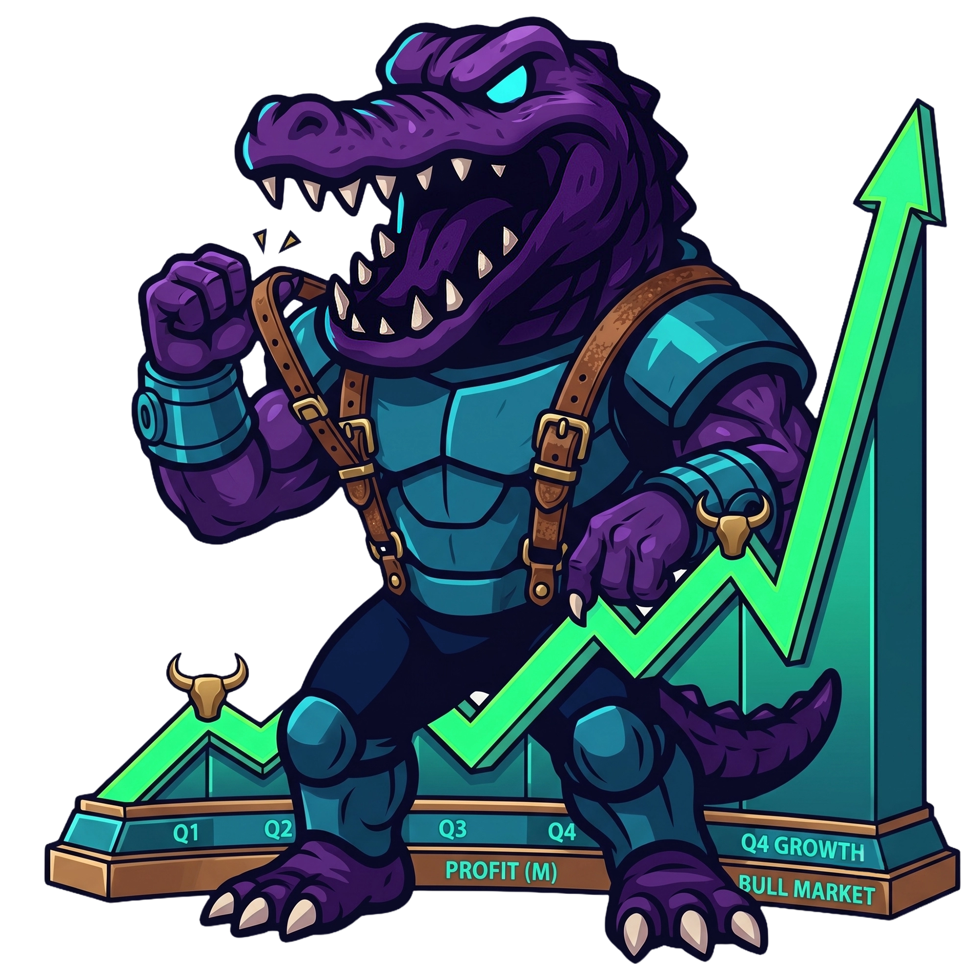 Deli the Deligatr mascot with a rising AI visibility chart